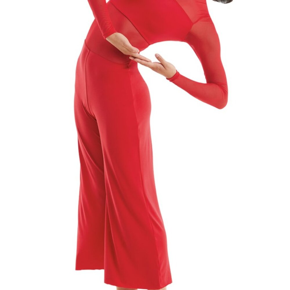 Balera Dance Costume Teal Culotte Unitard with Mesh MJ11187 Adult Small Medium - Picture 4 of 9